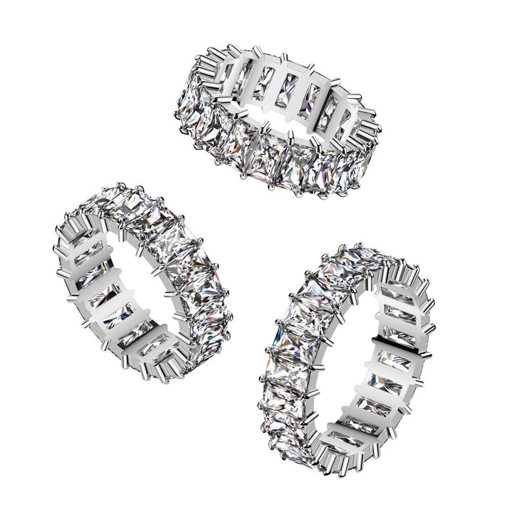 Baguette CZ Eternity Stainless Steel Ring 6.6 width size 9